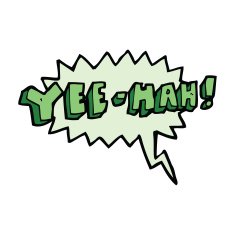 cartoon yeehah symbol with speech bubble N4