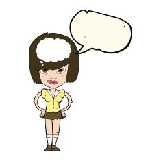 cartoon woman thinking with speech bubble N25