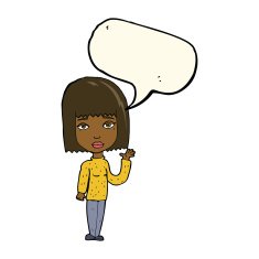 cartoon woman waving with speech bubble N247