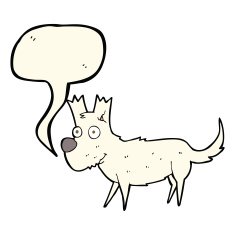 cartoon cute little dog with speech bubble N7
