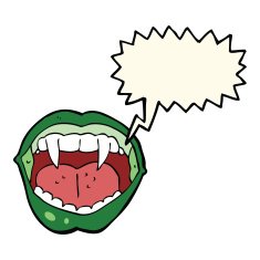 cartoon vampire mouth with speech bubble N17