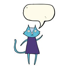 cute cartoon black cat waving with speech bubble N8
