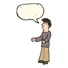 cartoon curious man with speech bubble N45