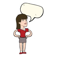 cartoon woman with hands on hips speech bubble N156