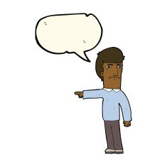 cartoon man pointing with speech bubble N133