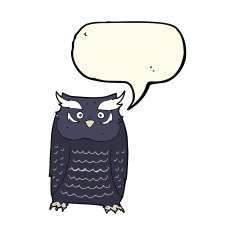 Cartoon owl with speech bubble N43