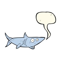cartoon happy shark with speech bubble N7