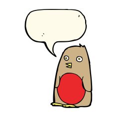 cartoon robin with speech bubble N14