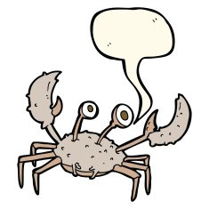 cartoon crab with speech bubble N7