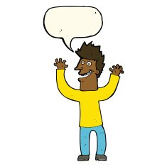 cartoon excited man with speech bubble N47
