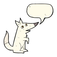 cartoon wolf cub with speech bubble N8