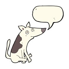 cartoon dog with speech bubble N11