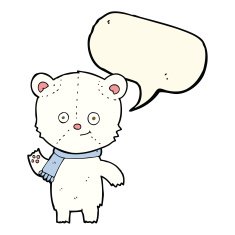 cartoon polar bear waving with speech bubble N8