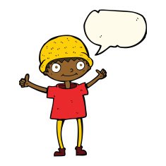 cartoon boy with positive attitude speech bubble N14