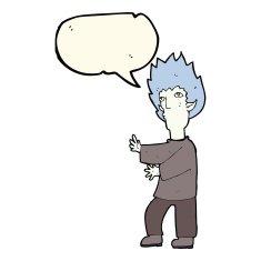 cartoon vampire man with speech bubble N73