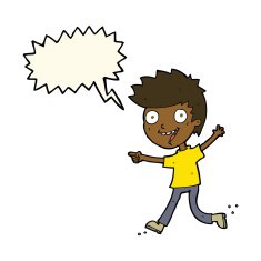 cartoon crazy excited boy with speech bubble N8