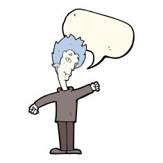cartoon vampire man with speech bubble N74