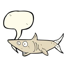 cartoon happy shark with speech bubble N8