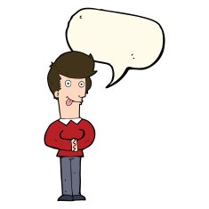 cartoon man sticking out tongue with speech bubble N19