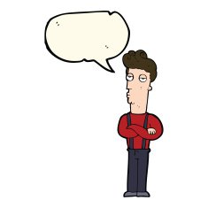 cartoon unimpressed man with speech bubble N6
