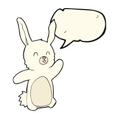 cartoon happy rabbit with speech bubble N7