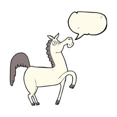 funny cartoon horse with speech bubble N7
