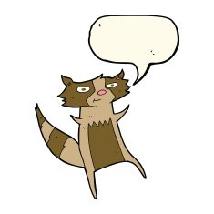 cartoon raccoon with speech bubble N5