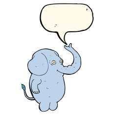 cartoon funny elephant with speech bubble N15
