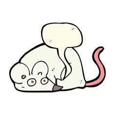 cartoon white mouse with speech bubble N7