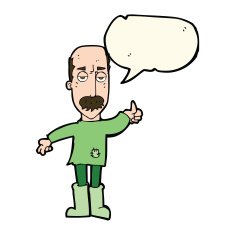 cartoon annoyed old man with speech bubble N44