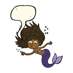 cartoon mermaid with speech bubble N43