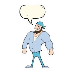 cartoon manly sailor man with speech bubble N3