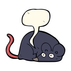 cartoon white mouse with speech bubble N8