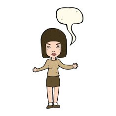 cartoon annoyed woman with speech bubble N127
