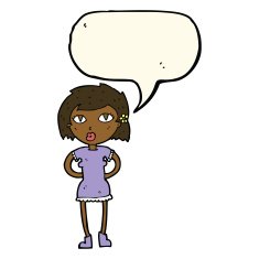 cartoon woman with speech bubble N22