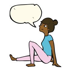 cartoon woman sitting with speech bubble N14