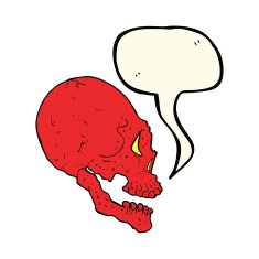 red skull illustration with speech bubble N4