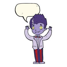 cartoon vampire boy with speech bubble N8