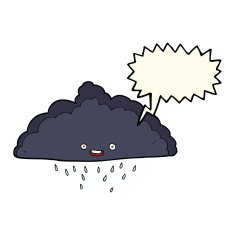 cartoon rain cloud with speech bubble N10