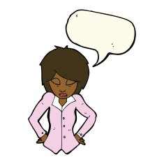 cartoon woman with hands on hips speech bubble N159