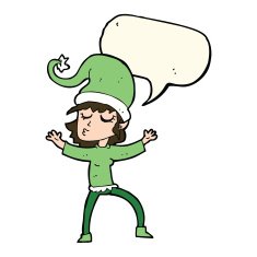 santa's helper cartoon with speech bubble N7