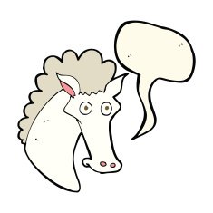 cartoon horse head with speech bubble N7