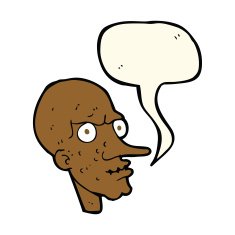 cartoon evil old man with speech bubble N14