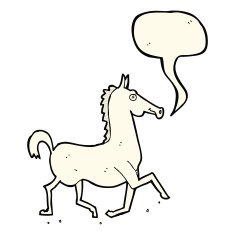 cartoon horse with speech bubble N25
