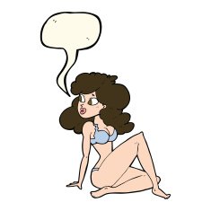 cartoon sexy woman in underwear with speech bubble N13