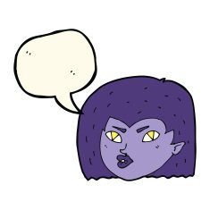 cartoon vampire face with speech bubble N28