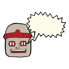cartoon robot head with speech bubble N44