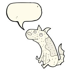 cartoon sitting dog with speech bubble N7
