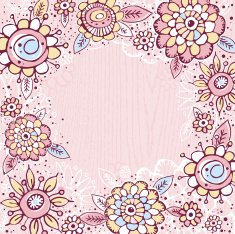 hand draw flowers on pink background