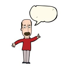 cartoon man issuing stern warning with speech bubble N7